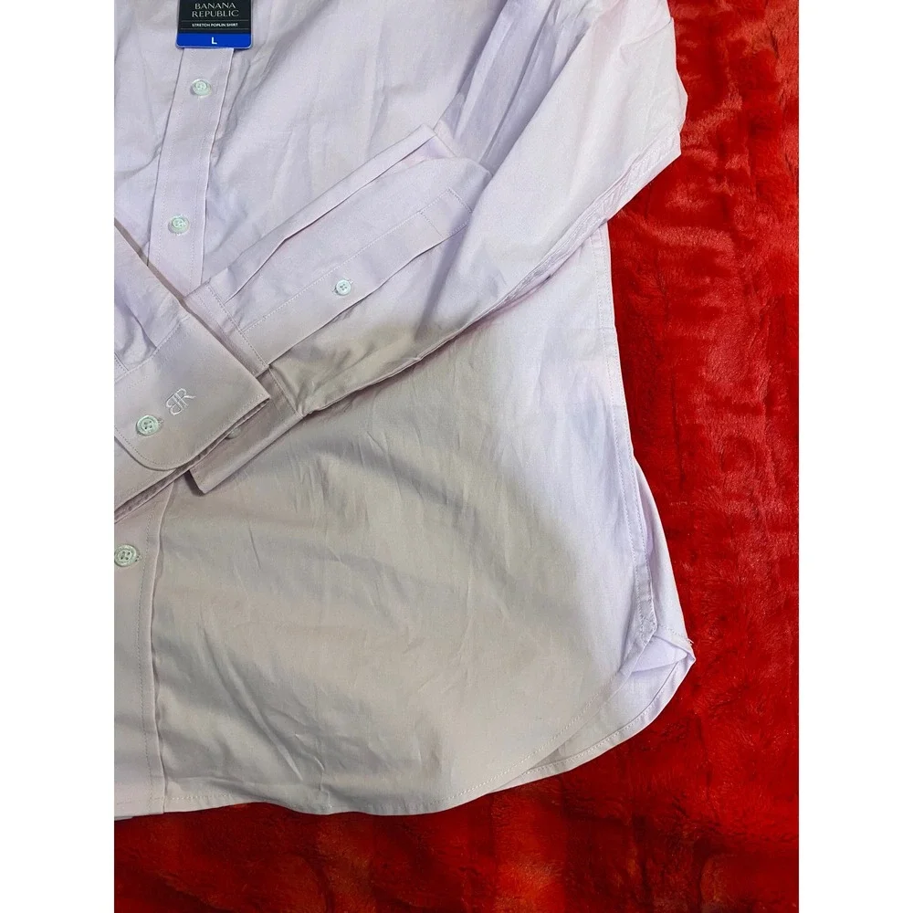 Banana Republic‎ Slim Fit Stretch Poplin Shirt Mens Large Pink Long Sleeve NWT